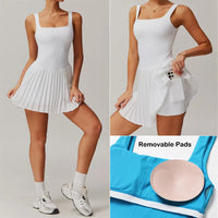 VITALINOVO Workout Tennis Dress with Built in Shorts Square Neck Padded Workout Dress with Pockets Golf Athletic Mini Dresses - Buy online at  Vibe In Cart.