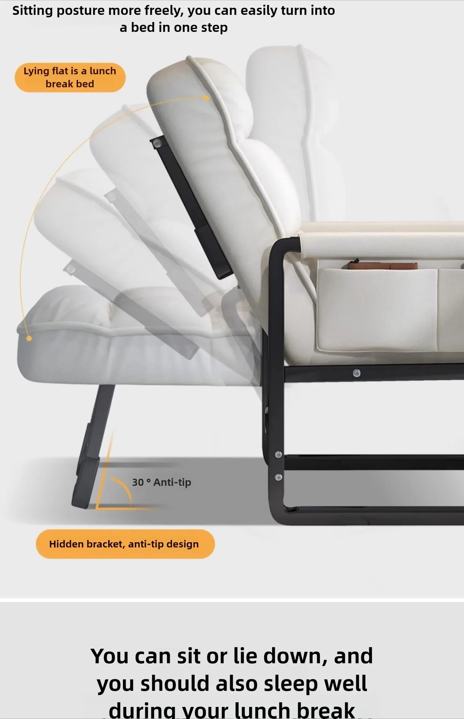 Reclining chair office lunch break folding chair computer chair can sit and lie down dual-purpose lazy sofa chair with backrest - Buy online at  Vibe In Cart.