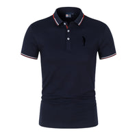 Men's Short Sleeve Turn-Down Collar Polyester Polo Shirt