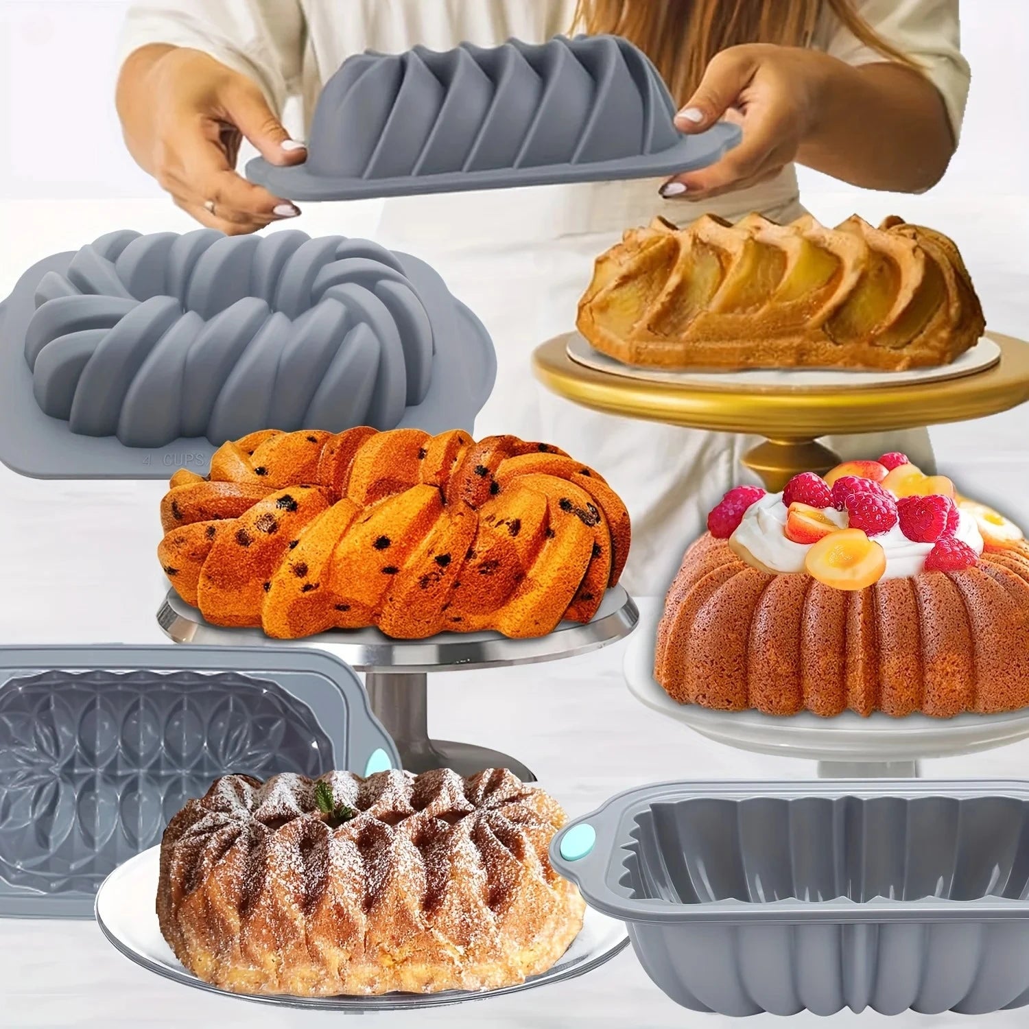 Silicone Bakeware Set Versatile Cake Molds Non-Stick Flower & Assorted Shapes Baking Pans Muffins Chocolates Moulds - Buy online at  Vibe In Cart.