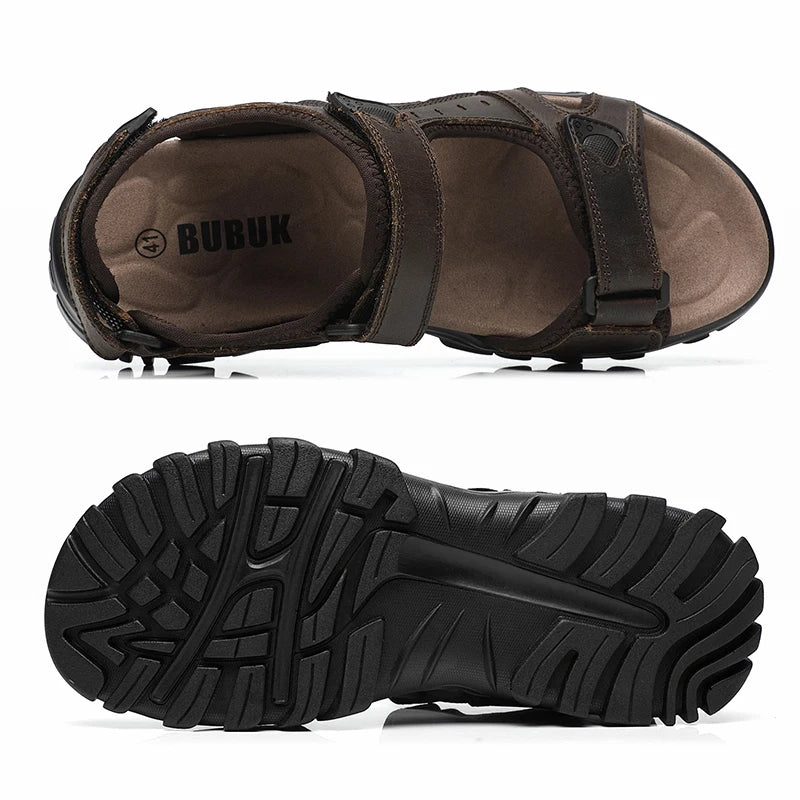 First-Layer Cowhide Men's New Fashion Open-Toe Casual Men's Summer Sandals, Adjustable Non-Slip, Comfortable Soft-Soled Beach Sh - Buy online at  Vibe In Cart.
