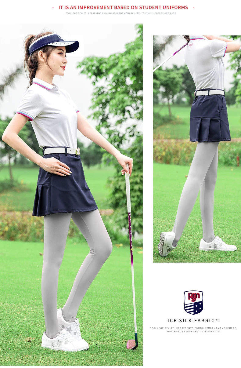 PGM Breathable Female Legging Stocking Sunscreen Women Golf Pants Ice Silk High Elastic Stocking Outdoor Thin Long Leg Sock