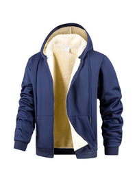 Winter Thick Fleece Zipper Hoodies Thicken Warm Jackets Long Sleeve Sweatshirts Casual Sports Fleece Black Coats Hooded Men Coat - Buy online at  Vibe In Cart.