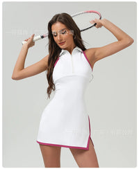 Clashing Color Polo Tennis Dress With Zipper Golf Sports Dress Women Quick-Dry Stretchy Jumpsuits Badminton Trainning Outfits - Buy online at  Vibe In Cart.