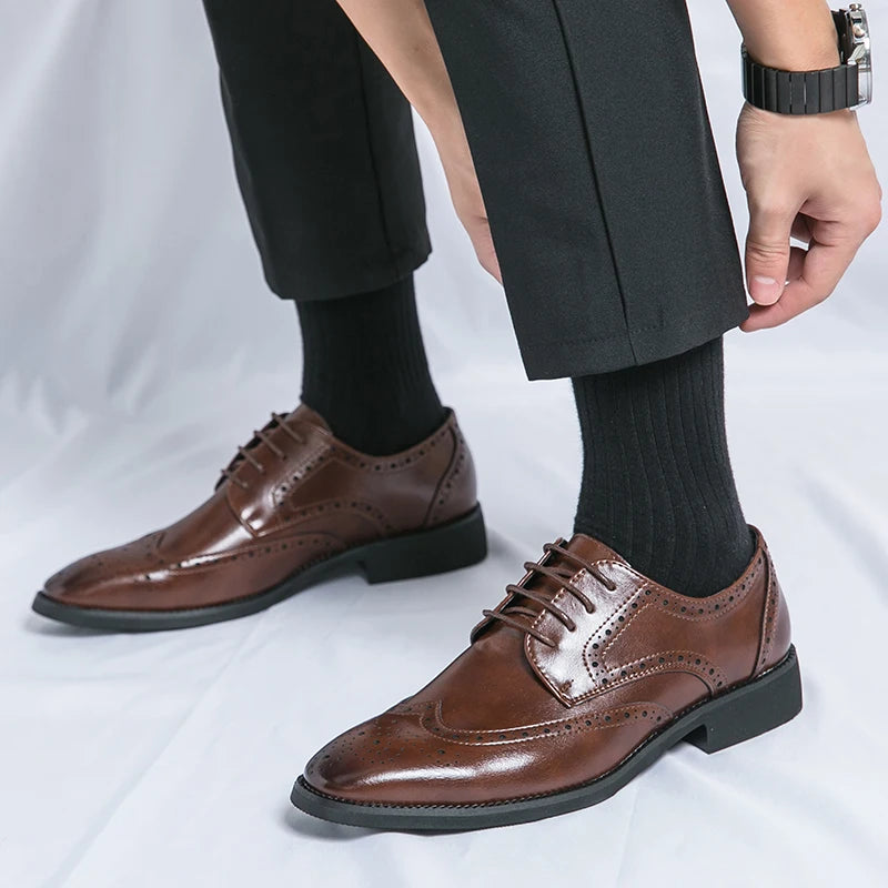 Men's leather shoes for business, retro, breathable, formal, wedding, leisure, business, and work - Buy online at  Vibe In Cart.