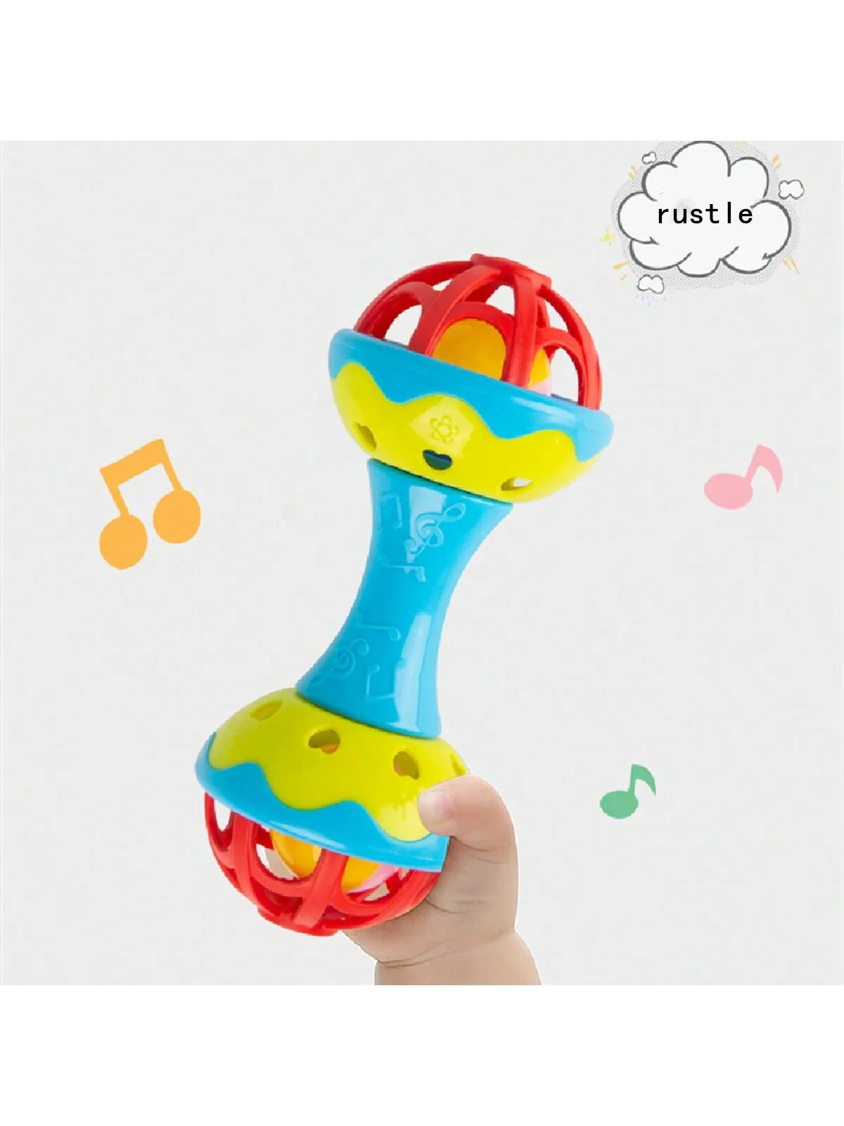 Double-Headed Plastic Baby Rattle Toy, Random Color, 19x8x7.5cm