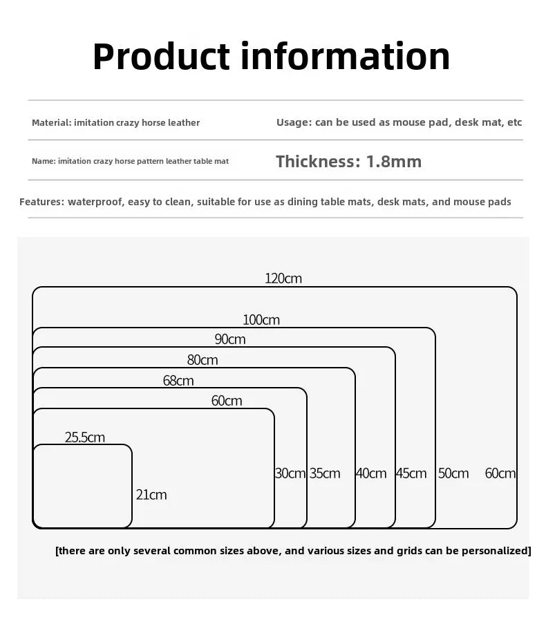 Waterproof Leather Desk Mat for Computer, Non-Slip and Easy to Clean