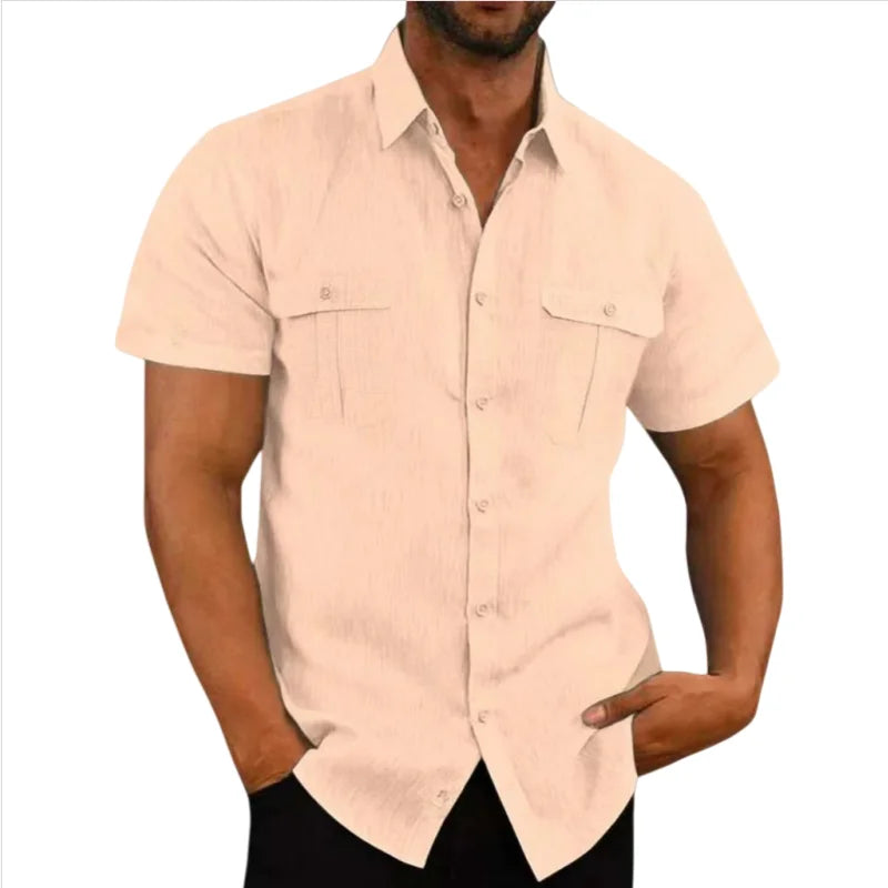 Cotton Linen Hot Sale Men Short-Sleeved Shirts Summer Solid Color Comfort Collar Casual Beach Style Plus SizeMale Shirts M-5XL - Buy online at  Vibe In Cart.