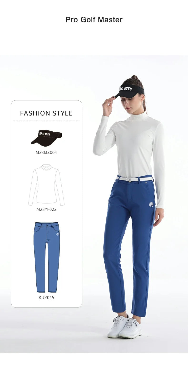 Women's Winter Fleece Golf Pants Thicken Windproof Slim Full Length