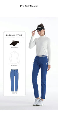 Women's Winter Fleece Golf Pants Thicken Windproof Slim Full Length