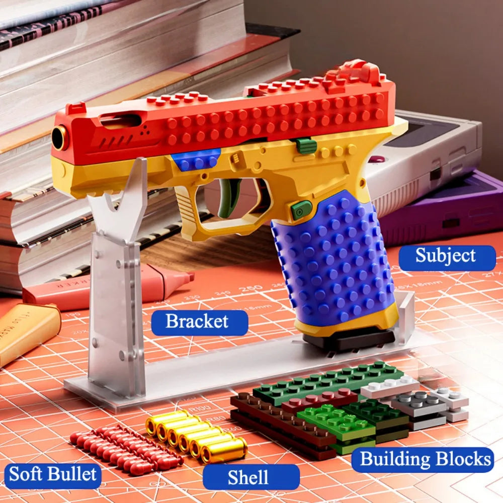 Continuous Firing Building Block Toy Gun Shell Throwing  Airsoft Blowback Empty Hanging Pistol Outdoor CS Weapon for Boys Adult - Buy online at  Vibe In Cart.