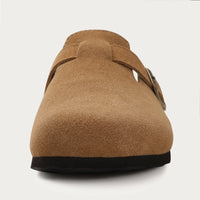 Men's Outdoor Cow Suede Lined EVA Insole Slippers With Low Heel