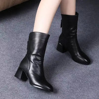 2024 New Women Versatile Leather Boots Fashion antislip high heels female Casual comfortable boot External Wear Trendy shoes - Buy online at  Vibe In Cart.