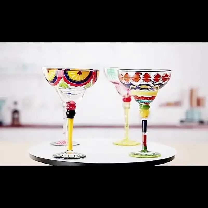 Handmade Colorful Margarita & Champagne Cocktail Glasses Set Creative Design for Home Bar Wedding Party Elegant Unique Drinkware - Buy online at  Vibe In Cart.