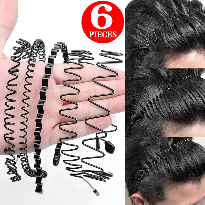 6/1pcs Fashion Metal Hair Band for Men Women Unisex Black Waved Hair Head Hoop Sports Headband Hairband Hair Accessories - Buy online at  Vibe In Cart.