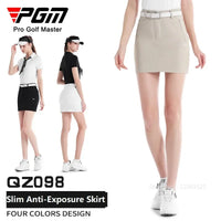 Pgm Golf Clothing Women's Short Skirt Breathable Quick Drying Sports Pencil Skirt Casual Zipper Pocket Skorts with Inner Shorts
