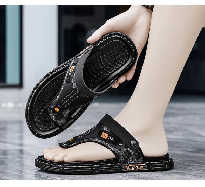 Men's high-quality beach shoes summer outdoor casual flip-flops sandals soft-sole non-slip comfort fashion dual-purpose slippers - Buy online at  Vibe In Cart.