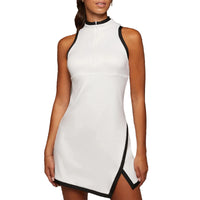 Women Golf Tennis Sport Dress Mock Neck Sleeveless Side Split Above Knee Length Badminton Dress Dress Athletic Cycling Dress