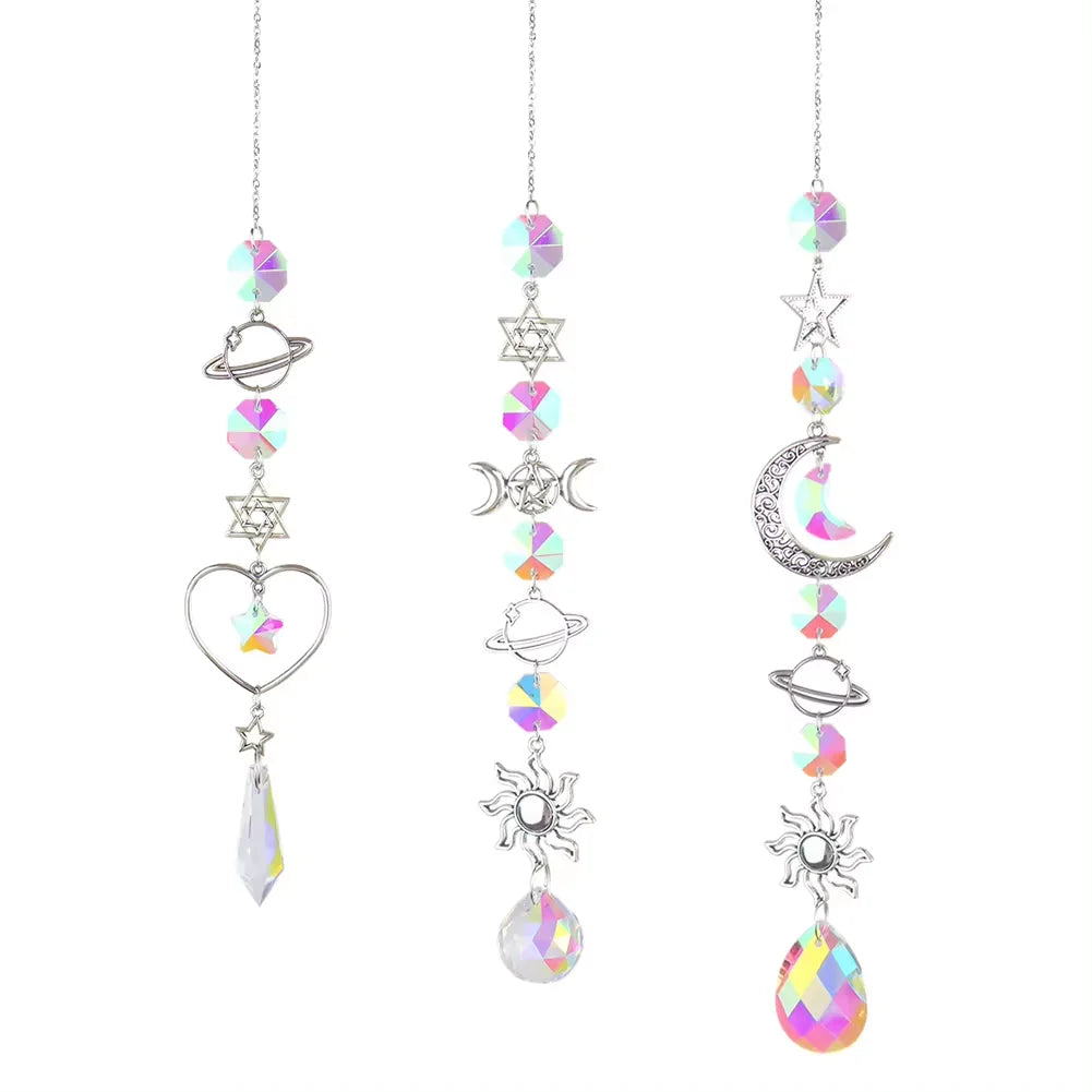 1pc Crystal Wind Chime Moon Sun Catcher Diamond Prisms Pendant Dream Catcher Rainbow Hanging Drop Home Garden Decor Windchime - Buy online at  Vibe In Cart.