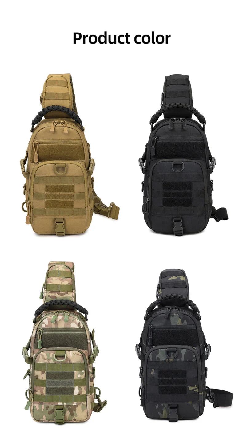 Men's Black Nylon Tactical Chest Bag with MOLLE System