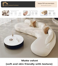 Large L-Shaped White Modern Minimalist Living Room Sofa