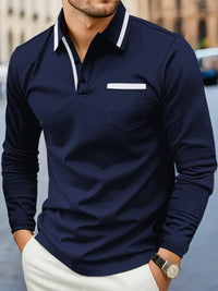 Spring and fall best-selling fashion golf men's lapel pocket comfortable casual sports solid color long sleeve breathable top - Buy online at  Vibe In Cart.