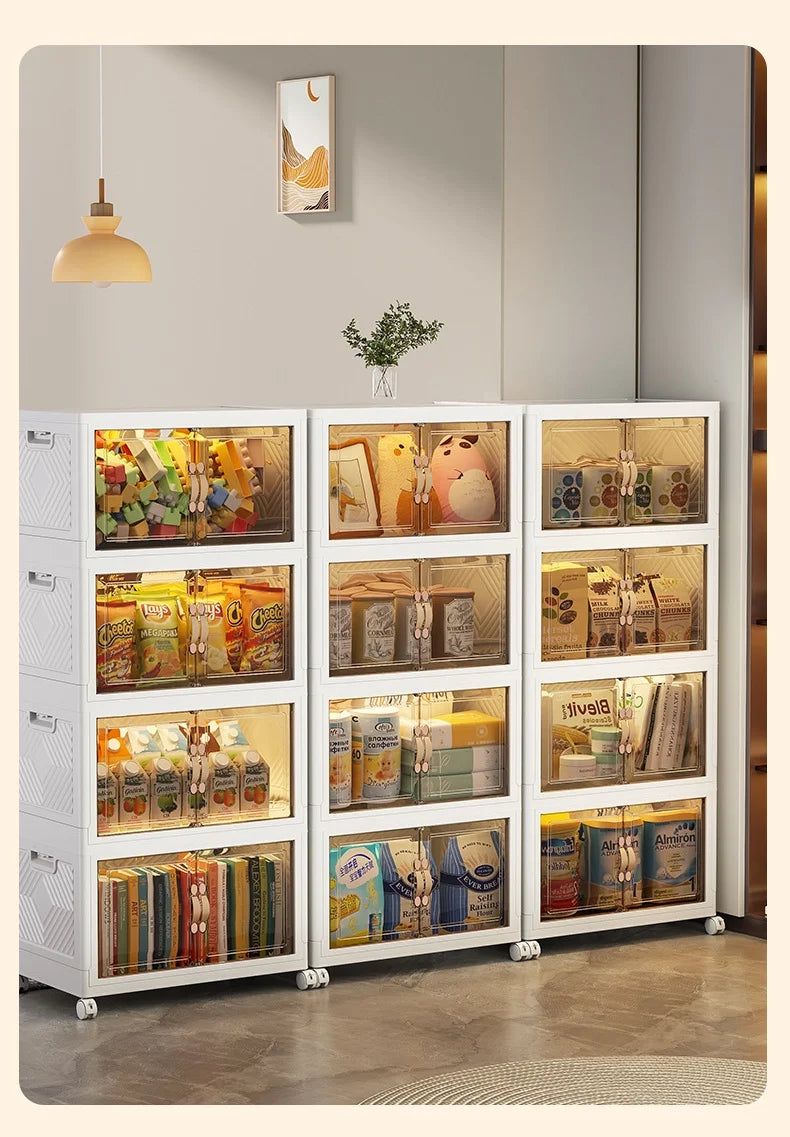 Folding storage cabinet, multi-layer large capacity, simple and modern transparent storage cabinet, clothes and toys storage - Buy online at  Vibe In Cart.