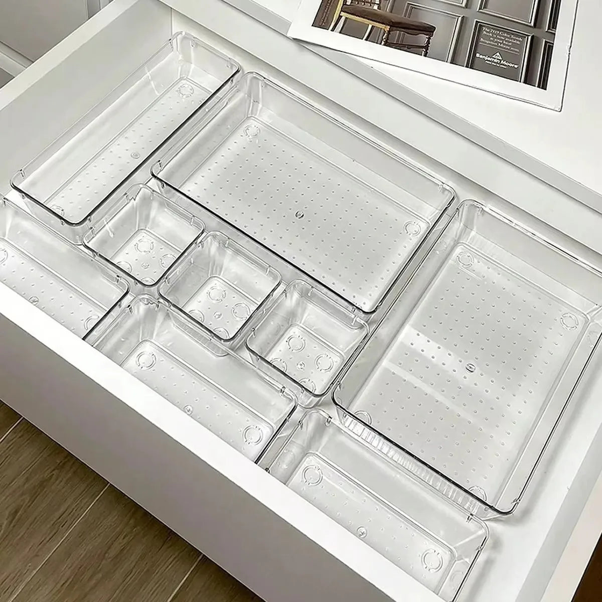 Transparent PET Drawer Storage Box Set for Organization
