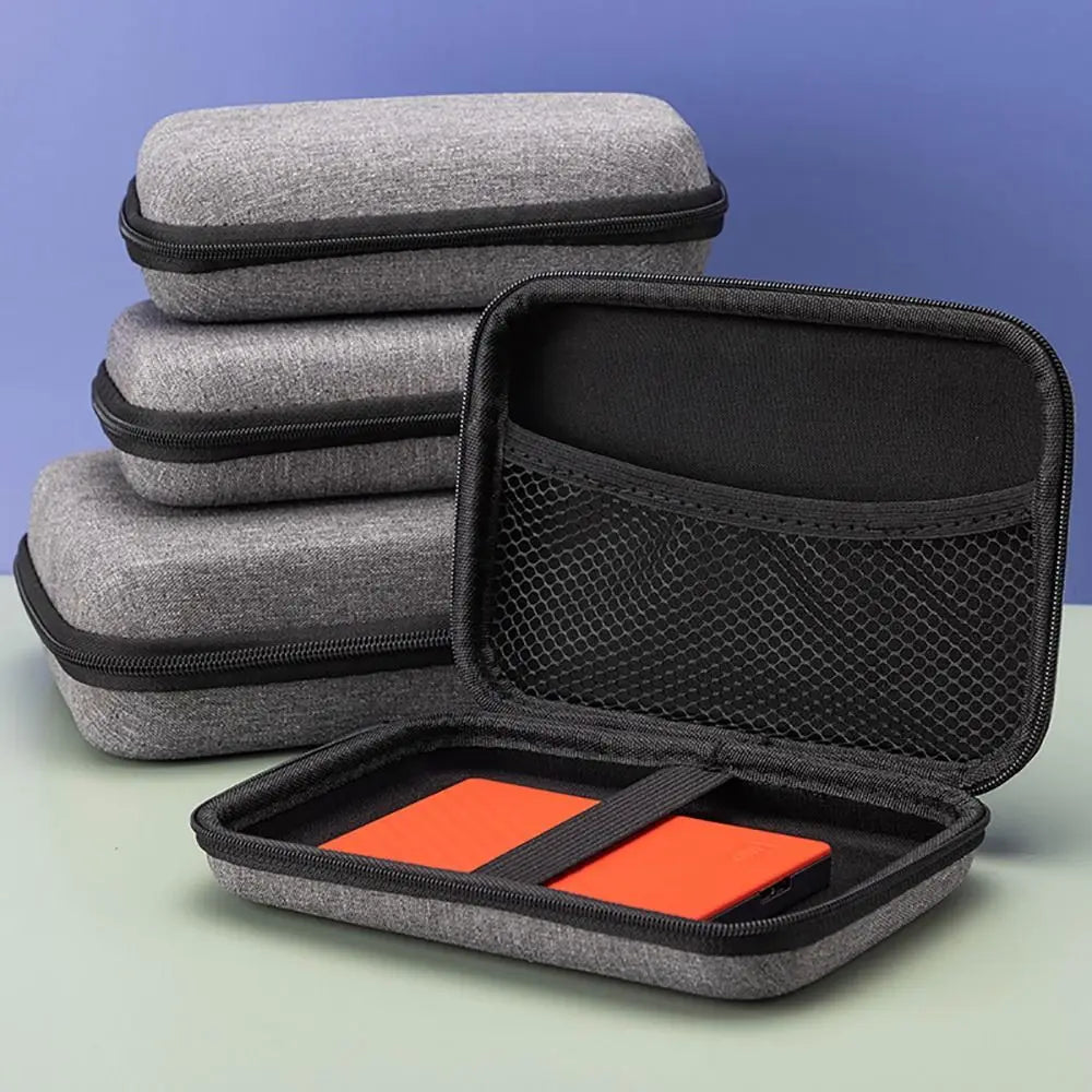 Grey Canvas Zipper Storage Bag for Earphones and Accessories