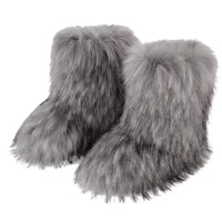 Mid-Calf Slip-On Snow Boots for Women, Warm Fluffy Winter Design