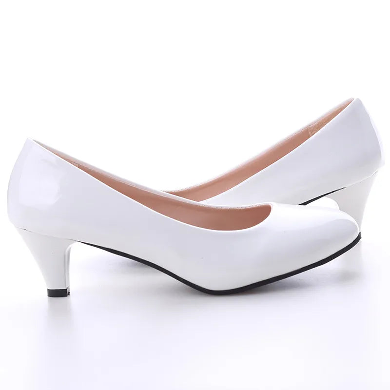 Shoes Ladies Pumps Medium Heel Nude Sexy High Heels Weeding Shoes Women Office Work White Pumps Party Shoes - Buy online at  Vibe In Cart.