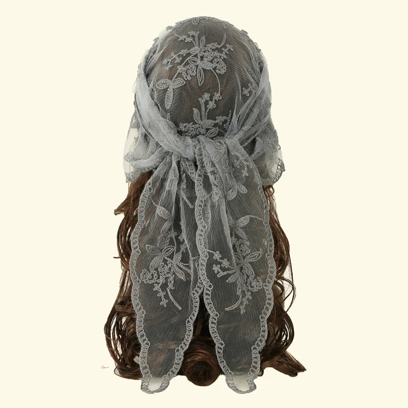 Adult Women's Triangular Lace Polyester Hair Scarf Accessory