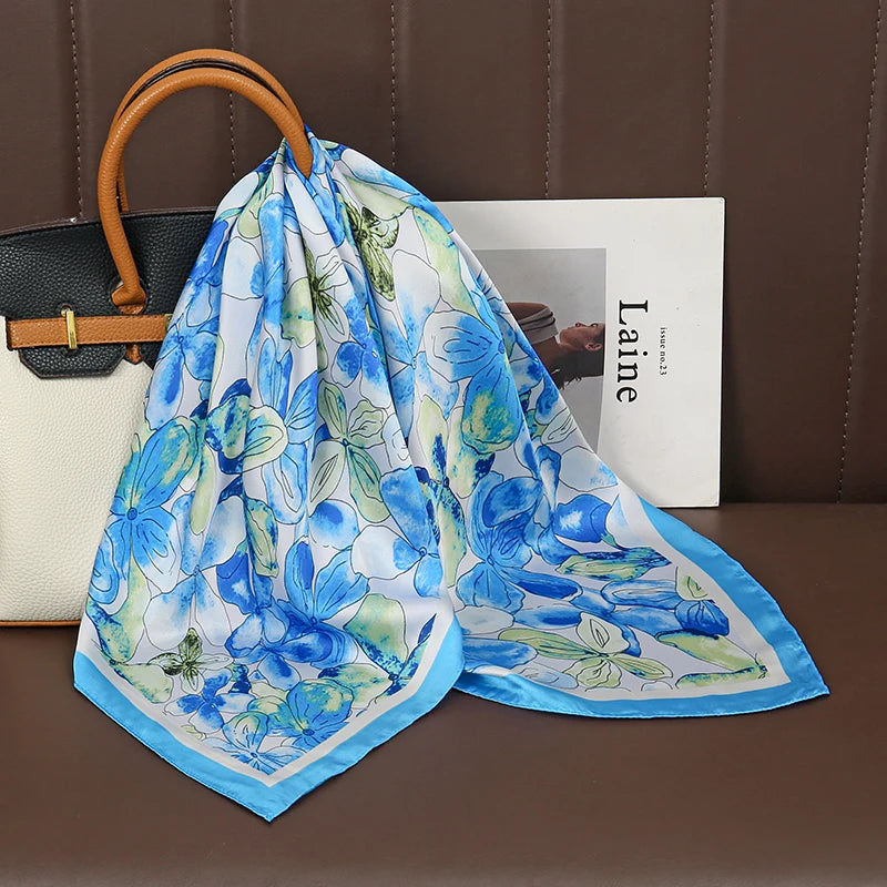 Square Satin Silk Scarf for Women, Casual All Seasons