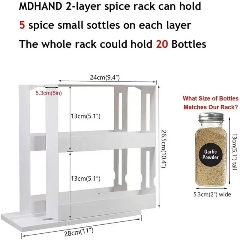 Multi-Function 2 Tier Rotate Spice Storage Rack Seasoning Swivel Storge Organizer Shelf kitchen bathroom creative household item - Buy online at  Vibe In Cart.