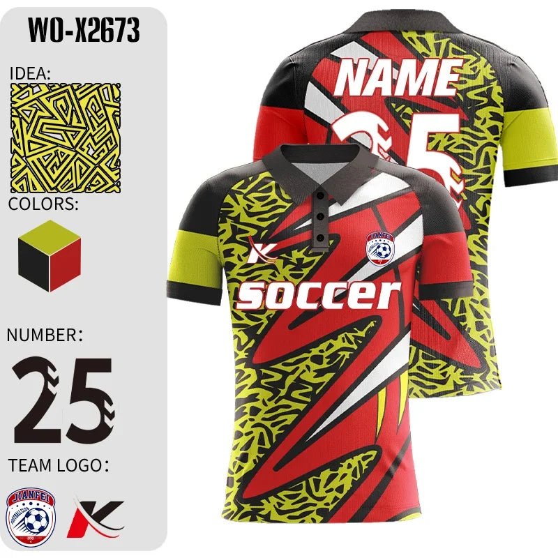 Men's Polyester Soccer Uniform Set with Sublimation Print, Sizes 2-5XL