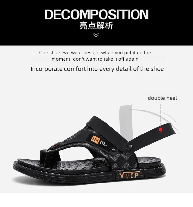 Men's high-quality beach shoes summer outdoor casual flip-flops sandals soft-sole non-slip comfort fashion dual-purpose slippers - Buy online at  Vibe In Cart.