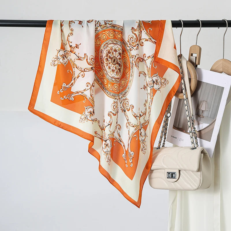 Women's 70cm Square Polyester Scarf for Outdoor Use