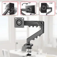 Adjustable Gas Spring Single Monitor Arm for 13-32 Inch Screens with Clamp Stand