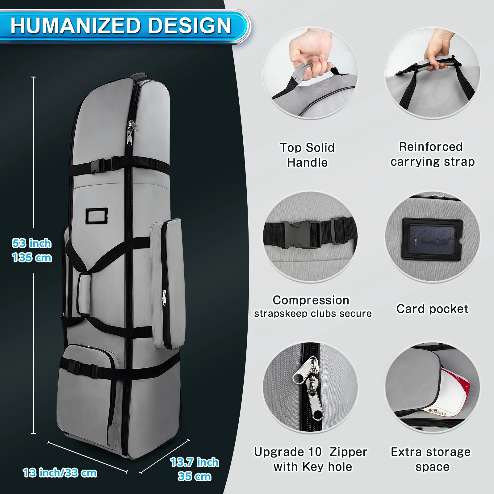 Golf Travel Bag Heavy Duty With Wheels 900D Polyester Foldable