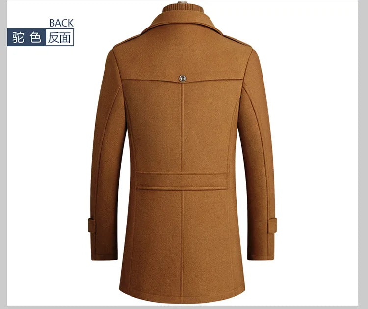 2025 new winter men's woolen coat, men's brand jacket, middle-aged double-shoulder long woolen windbreaker coat in European size - Buy online at  Vibe In Cart.