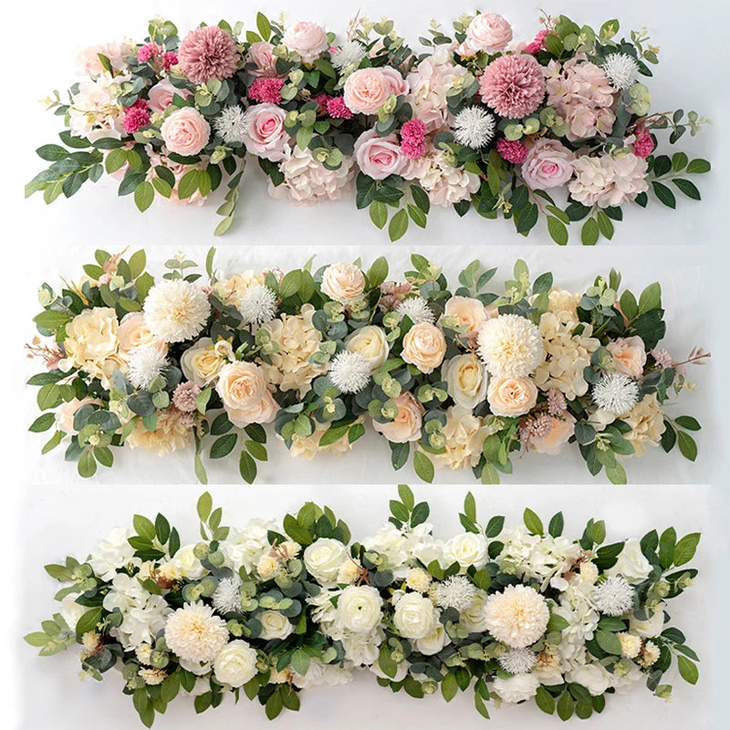 100cm Luxury White Rose Artificial Flower Row Wedding Table Centerpiece Flowers Backdrop Wall Arches Decor Party Stage Floral - Buy online at  Vibe In Cart.