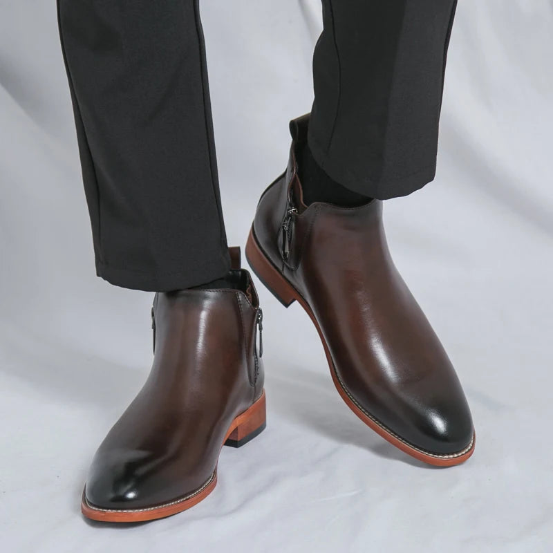 British Style Men's Chelsea Boots Casual Leather High Top Shoes Versatile Male Ankle Boots New Leather Man Business Shoes Botas - Buy online at  Vibe In Cart.