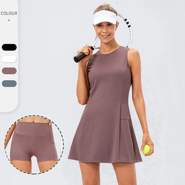 Tennis Dress Women With Separate Shorts Sleeveless Golf Sport Skirts Set with Pockets Training Running Fitness Female Badminton - Buy online at  Vibe In Cart.