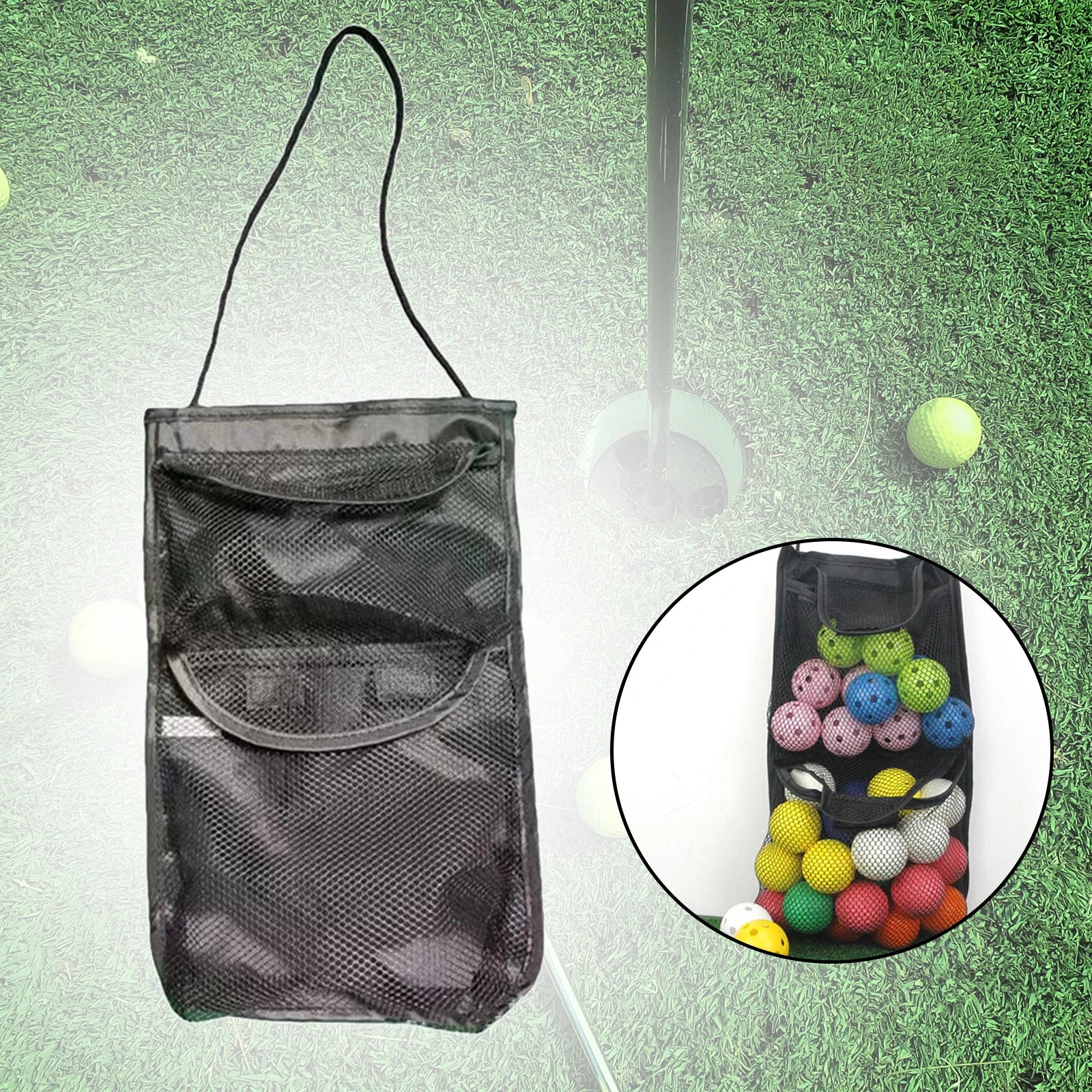 Mesh Storage Pouch for Golf and Tennis Balls with Hook