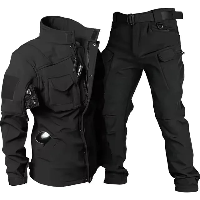 Men's Waterproof Windproof Polyester Tactical Jacket and Cargo Pants Set