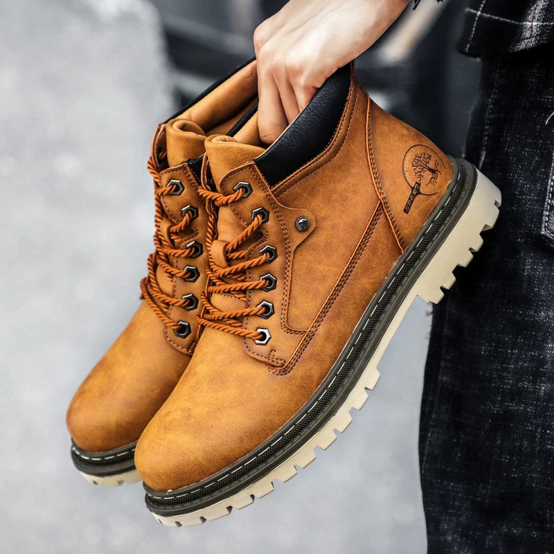 Autumn and Winter New Casual High-Top Men's Boots Men's Thick-Soled Short Boots Chelsea Boots Fashion Versatile Business Shoes Driving Shoes - Buy online at  Vibe In Cart.