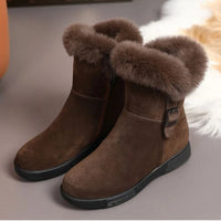Women's Winter Fashion Leather Warm Snow Boots with Plush Thick Soles Comfortable Non-Slip Cotton Shoes - Buy online at  Vibe In Cart.