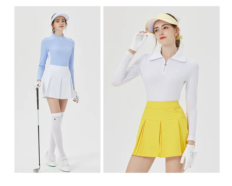 BG Golf Women's High Waist Short Skirt Slim Fit GOLF Jersey Clothing Sports Tennis Pleated Skort Ladies Golf Wear