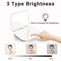 Compact Mini Gift Vanity Folding Cosmetic Mirror with Lights Portable Hand Held Small Pocket Travel Makeup Mirror 2X magnifying - Buy online at  Vibe In Cart.