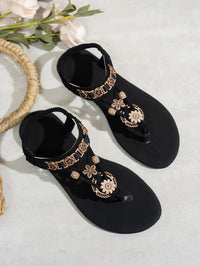 Women's fashionable round toe clip toe bohemian style one-piece elastic flat sandals - Buy online at  Vibe In Cart.